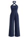 1950s Corduroy Cross Halter Neck Wide Leg Jumpsuit