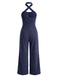 1950s Corduroy Cross Halter Neck Wide Leg Jumpsuit