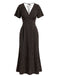 1930s V-Neck Polka Dot Flutter Sleeve Maxi Mermaid Dress
