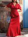 1930s V-Neck Polka Dot Flutter Sleeve Maxi Mermaid Dress