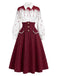 [Pre-Sale] 2PCS 1940s Bloodstain Print Shirt & Houndstooth High Waist Skirt