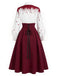 [Pre-Sale] 2PCS 1940s Bloodstain Print Shirt & Houndstooth High Waist Skirt