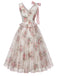 [Pre-Sale] Dark Pink 1950s Floral V Neck Bow Dress 3
