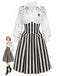 [Pre-Sale] Black& White 1930s Spider-Web Vertical Striped Halloween Dress