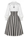 [Pre-Sale] Black& White 1930s Spider-Web Vertical Striped Halloween Dress