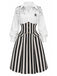 [Pre-Sale] Black& White 1930s Spider-Web Vertical Striped Halloween Dress