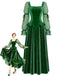 Lake Green 1970s Velvet Bow Dress 1