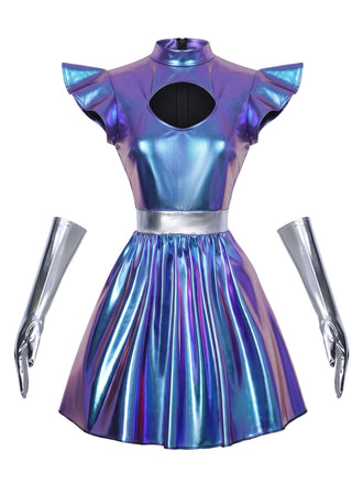 Bronze Violet 1980s Vintage Dress