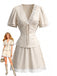 1970s Lace V Neck Patchwork Two Piece Set 3