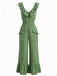 Black 1950s V Neck Ruffle Jumpsuit