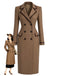 [Pre-Sale] Brown 1950s Double Breasted Leather Trim Coat