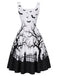 [Pre-Sale] Black & White 1950s Square Neck Halloween Print Dress
