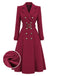Wine Red 1930s Double-Breasted Belted Coat