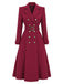 Wine Red 1930s Double-Breasted Belted Coat