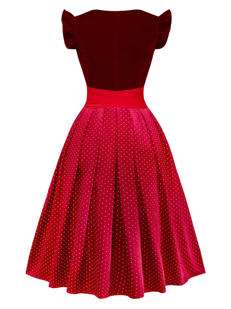 Red 1950s Square Neck Dress 2