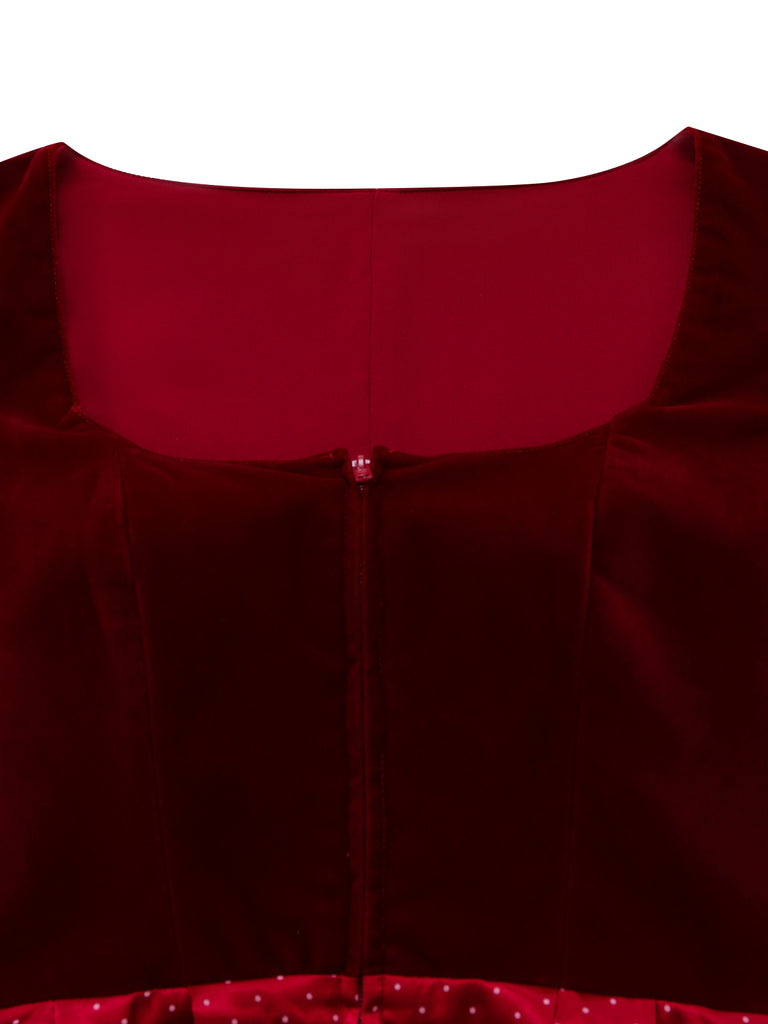 Red 1950s Square Neck Dress 3