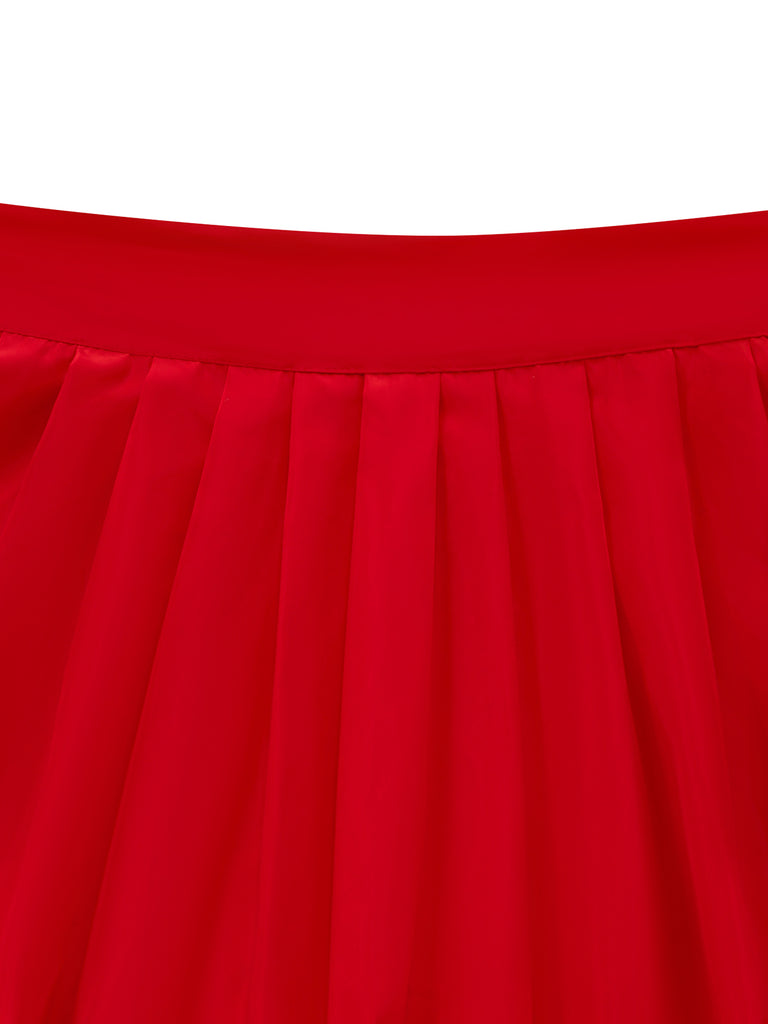 Red 1950s Square Neck Dress 6