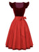 2PCS Red 1950s Square Neck Polka Dots Dress & Apron