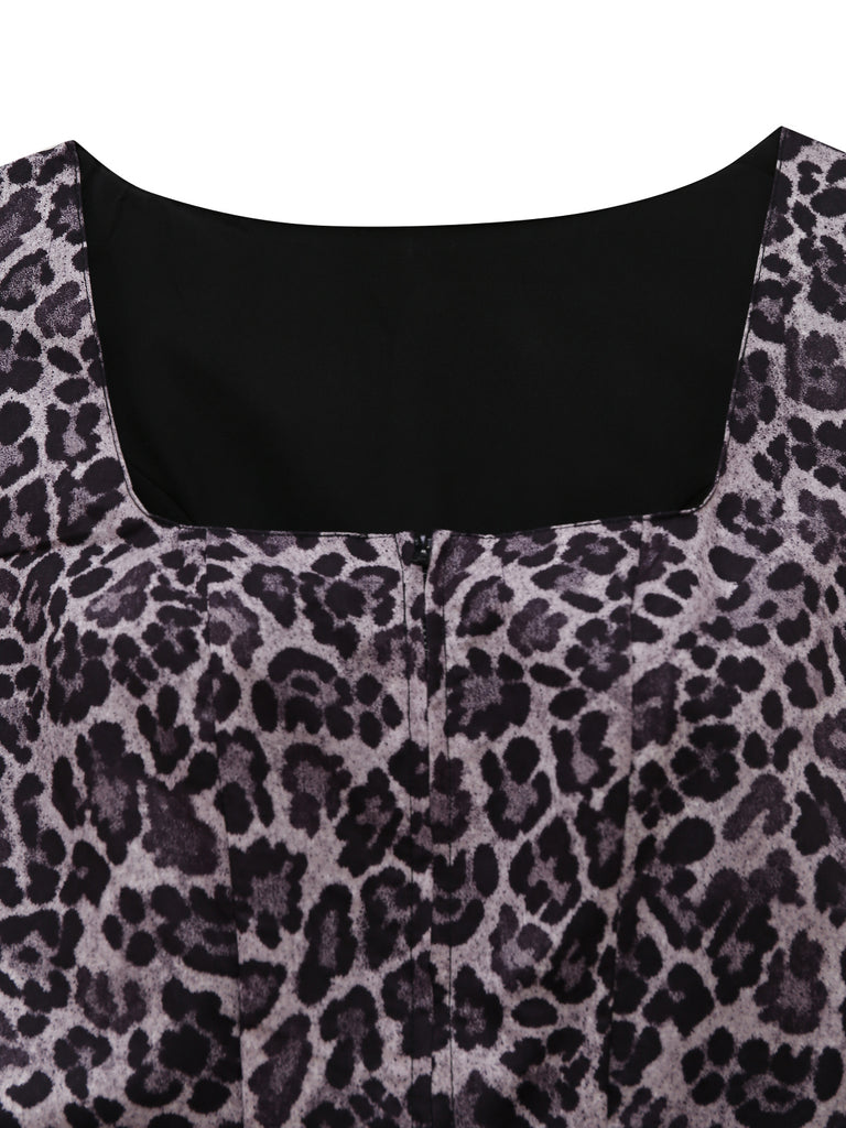 Black 1950s Square Neck Dress 3