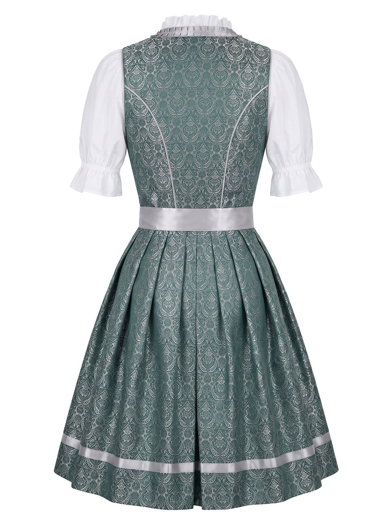 Gray Green 1950s Floral Square Neck Two Piece Set 2