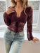 Wine Red 1970s Lace V Neck Bow Blouse