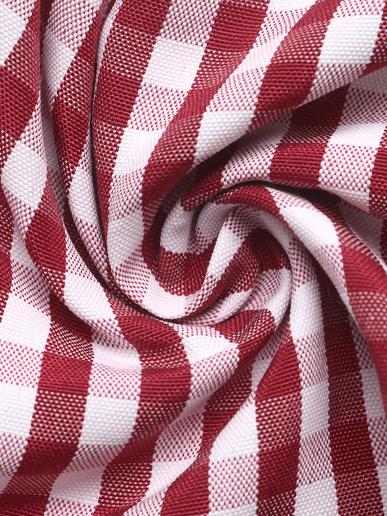 Red 1960s Plaid Bow Dress 7