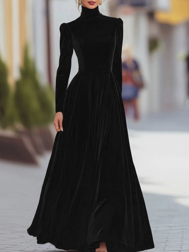 1940s Velvet Puff Sleeve Dress 3