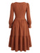 Brown 1970s Square Neck High-Low Hem Dress