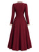 [Pre-Sale] Burgundy 1950s Ruffle Collar Button Coat Dress