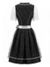 3PCS Black 1950s Square Neck Dress & Lace Floral Apron & Top