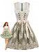 Light Green 1950s Square Neck Dress & Floral Lace Apron
