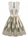 Light Green 1950s Square Neck Dress & Floral Lace Apron
