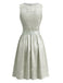 Light Blue 1950s Square Neck Floral Lace-Up Dress with Apron