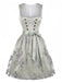 Light Blue 1950s Square Neck Floral Lace-Up Dress with Apron
