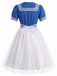 Blue 1950s Square Neck Dress 5