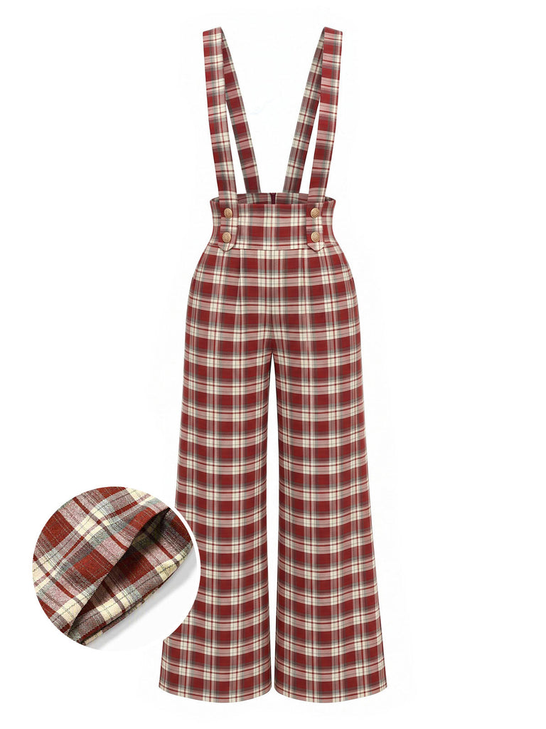 红黑拼色 1970s Plaid Jumpsuit 2
