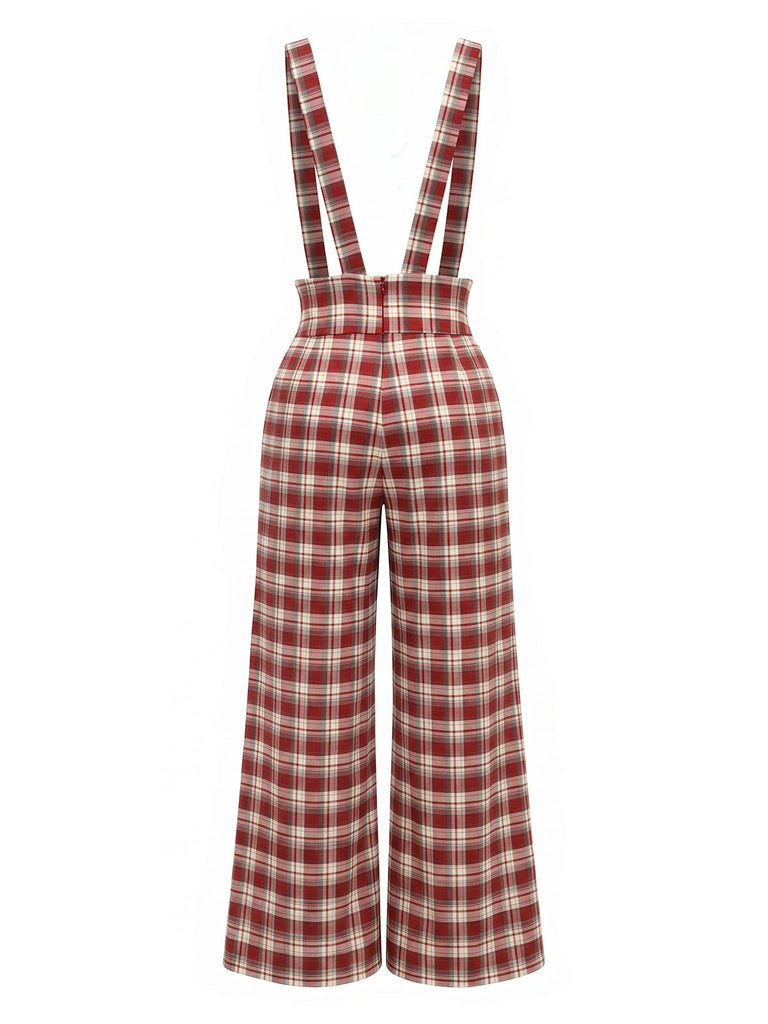 红黑拼色 1970s Plaid Jumpsuit 5