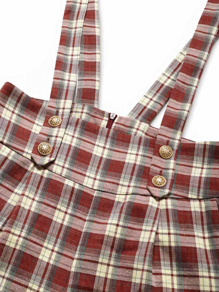 红黑拼色 1970s Plaid Jumpsuit 6