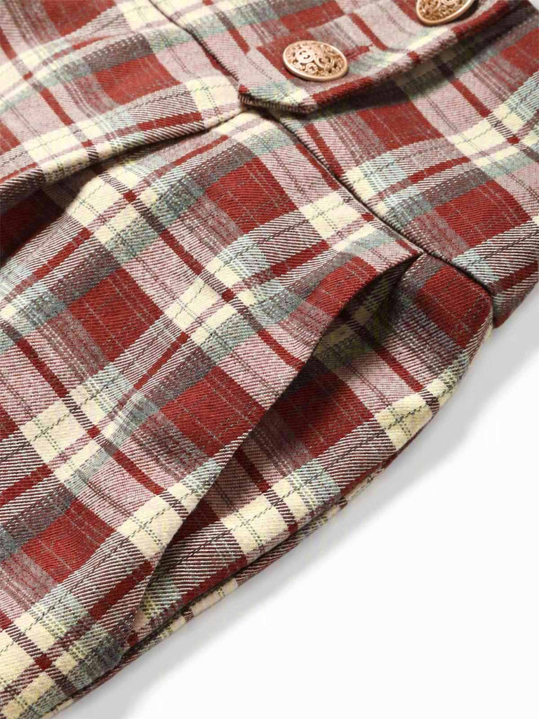 红黑拼色 1970s Plaid Jumpsuit 7