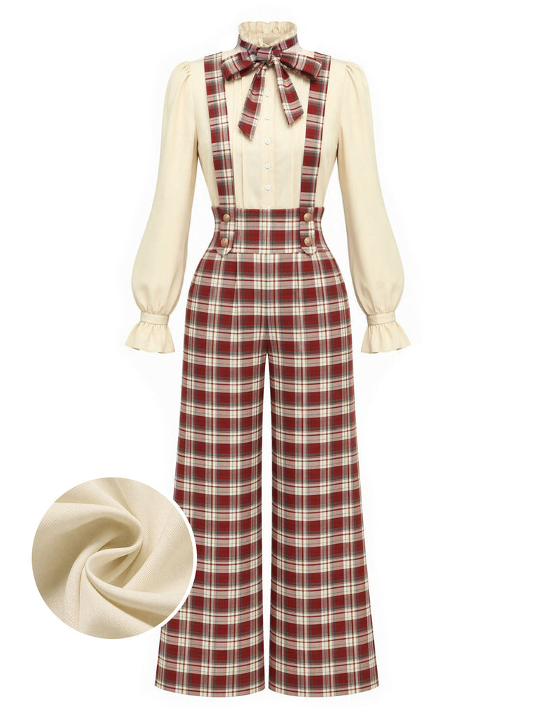 红黑拼色 1970s Plaid Jumpsuit 10