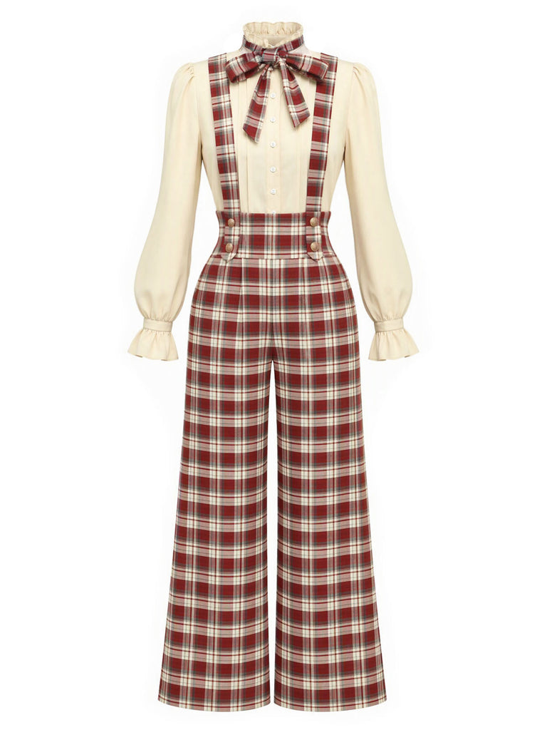 红黑拼色 1970s Plaid Jumpsuit 11