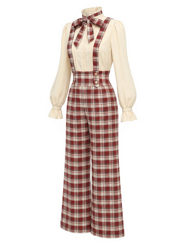 红黑拼色 1970s Plaid Jumpsuit 12