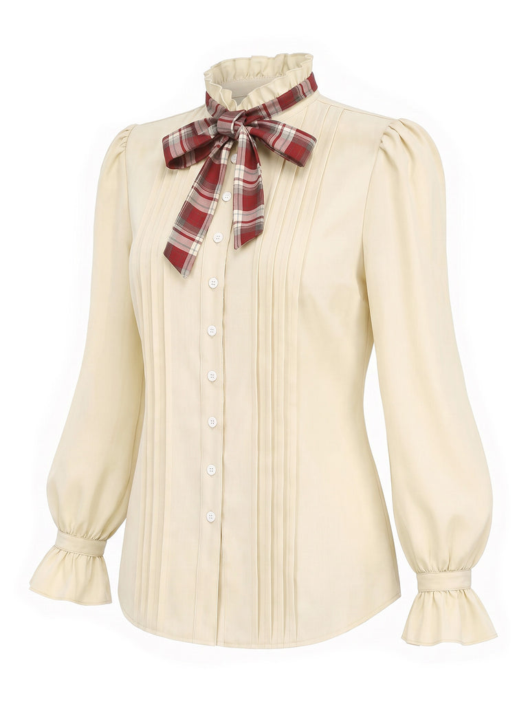 Beige 1970s Long Sleeve Top 8