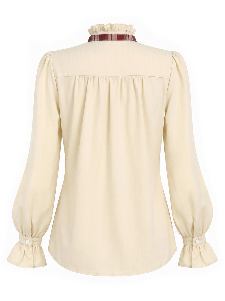 Beige 1970s Long Sleeve Top 9