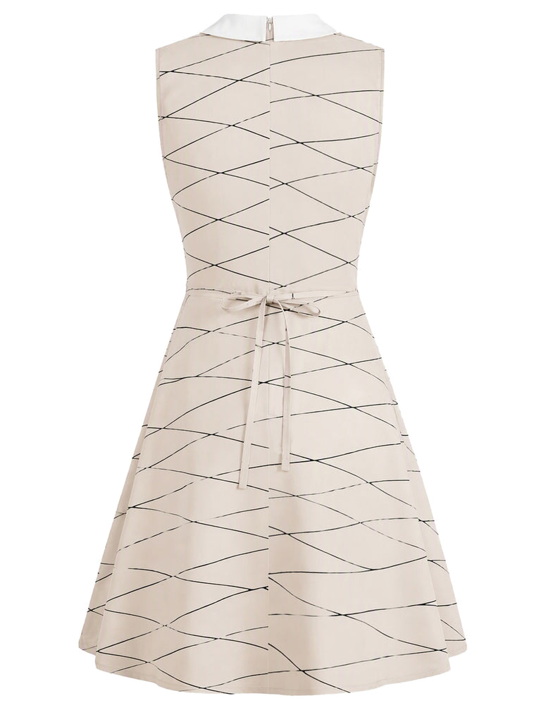 Beige 1960s Halloween Mummy Peter Pan Collar Sleeveless Dress