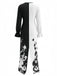 Black & White 1950s Halloween Horror Clown Ruffle-Collar Dress