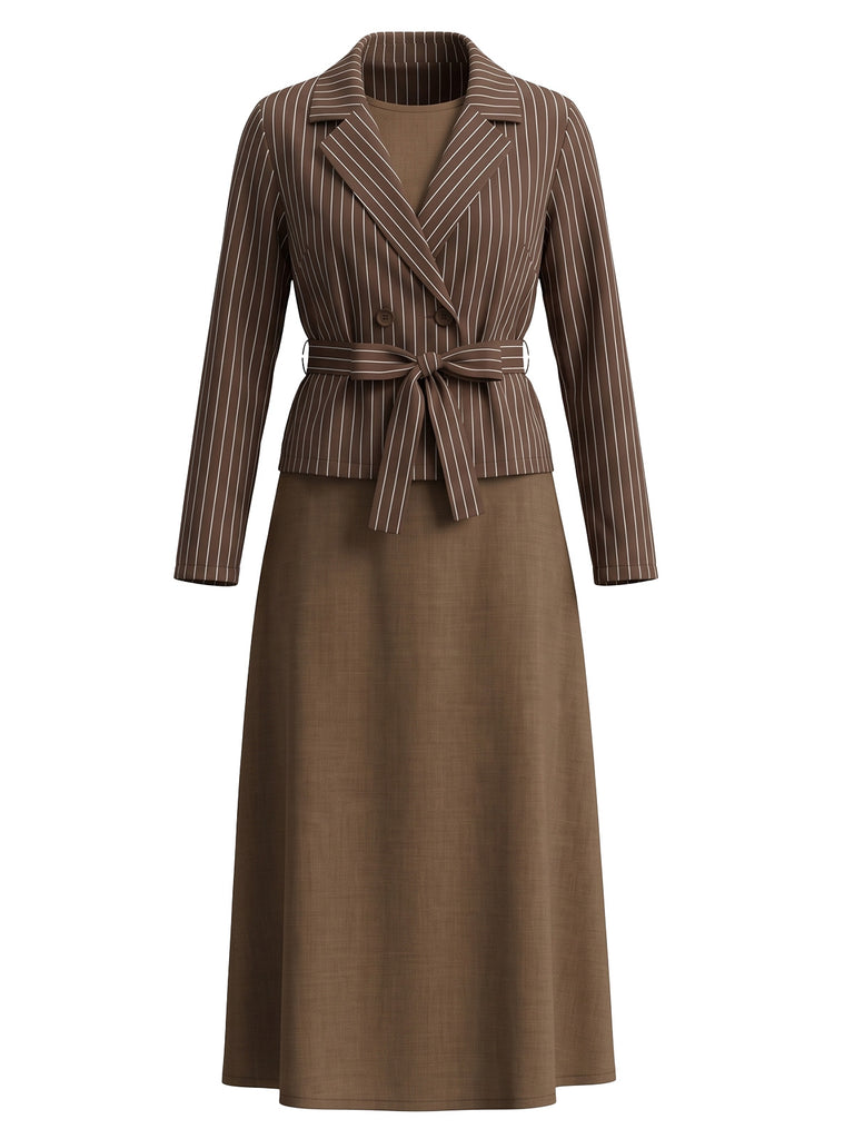 Blazer and Solid Color Skirt Set 8
