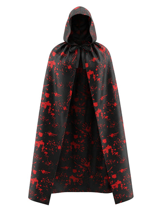 1970s Halloween Bloody Handprint Hooded Cloak Cape