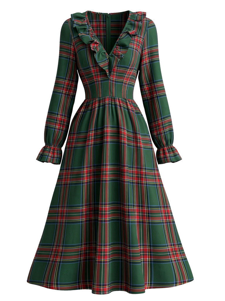 1950s Christmas Plaid Dress 1