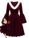 [Pre-Sale] 1950s Wine Red Velvet Ruffle Midi Dress 1